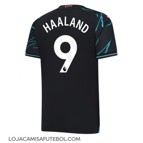 Camisa de Futebol Manchester City Erling Haaland #9 Equipamento Alternativo 2023-24 Manga Curta